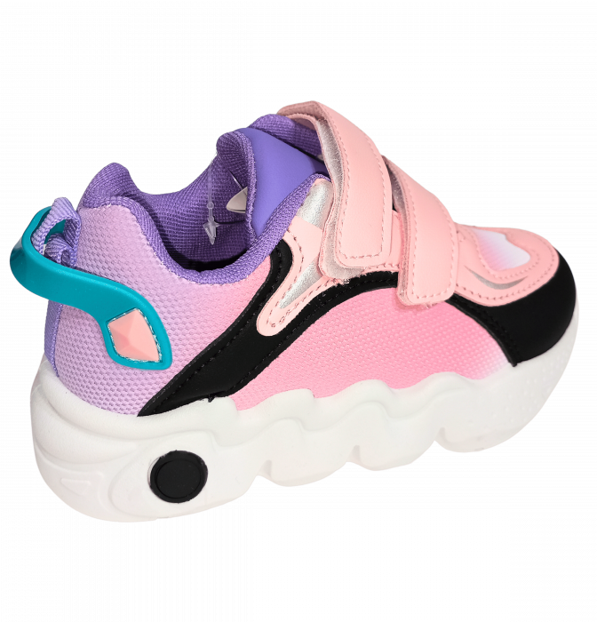 Pantofi sport fete, Mikelo Shoes, Colourful pinkish, material ecologic, [4]