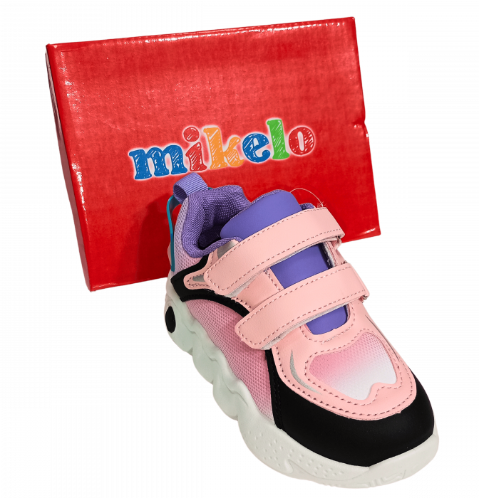 Pantofi sport fete, Mikelo Shoes, Colourful pinkish, material ecologic, [11]