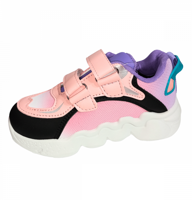 Pantofi sport fete, Mikelo Shoes, Colourful pinkish, material ecologic, [5]