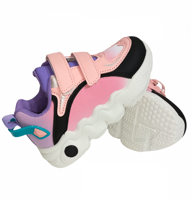 Pantofi sport fete, Mikelo Shoes, Colourful pinkish, material ecologic, [12]