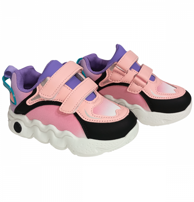 Pantofi sport fete, Mikelo Shoes, Colourful pinkish, material ecologic, [13]