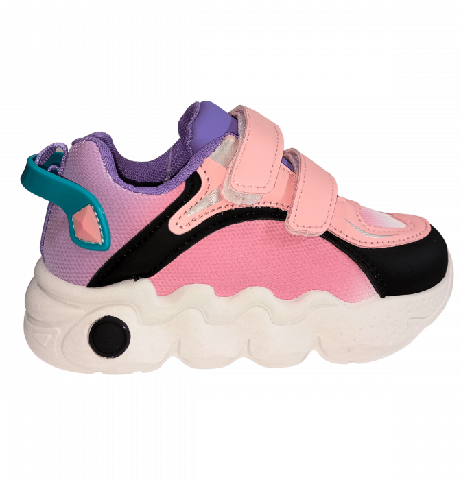 Pantofi sport fete, Mikelo Shoes, Colourful pinkish, material ecologic, [3]