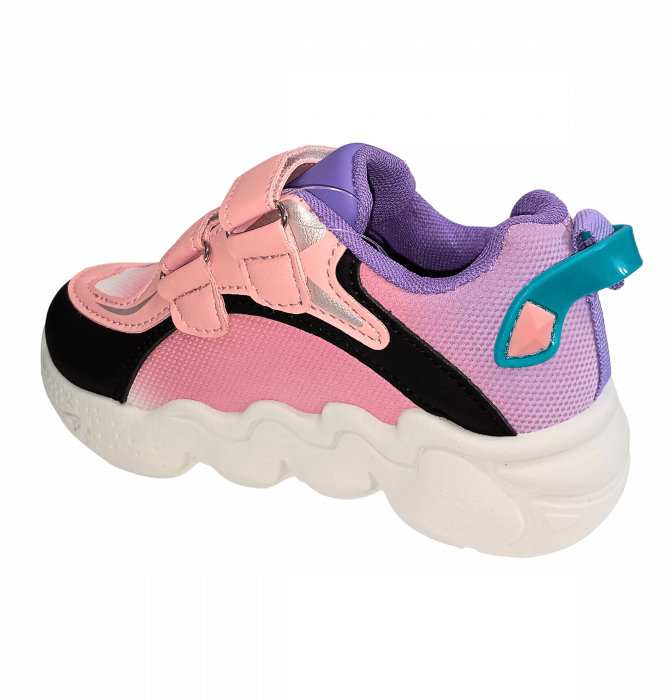 Pantofi sport fete, Mikelo Shoes, Colourful pinkish, material ecologic, [2]