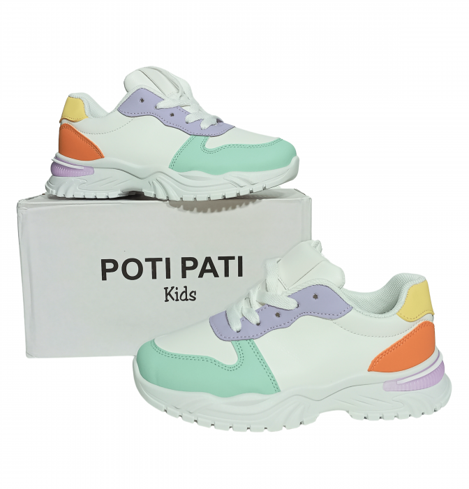 Pantofi sport pentru fete, Poti Pati, Green front, piele ecologica, [6]