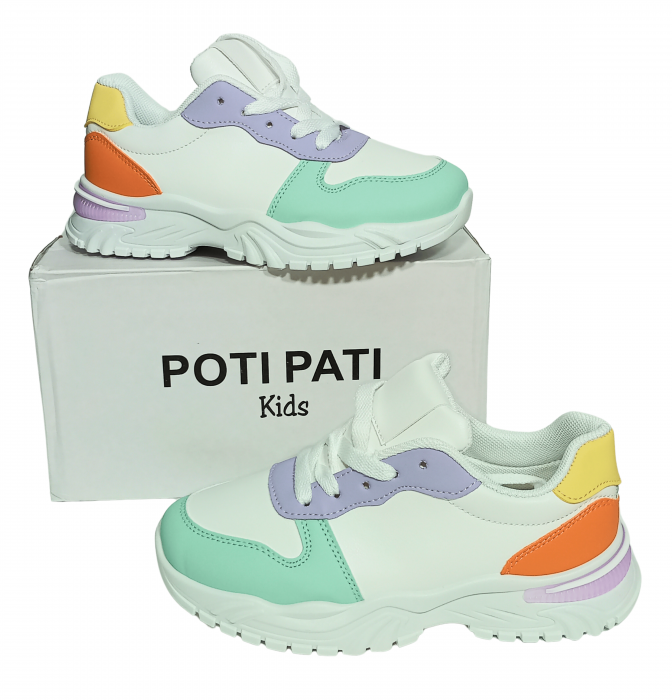 Pantofi sport pentru fete, Poti Pati, Green front, piele ecologica, [3]