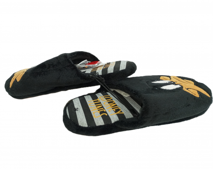 Papuci imblaniti, Looney Toons, broderie cu Daffy Duck, textil, [8]