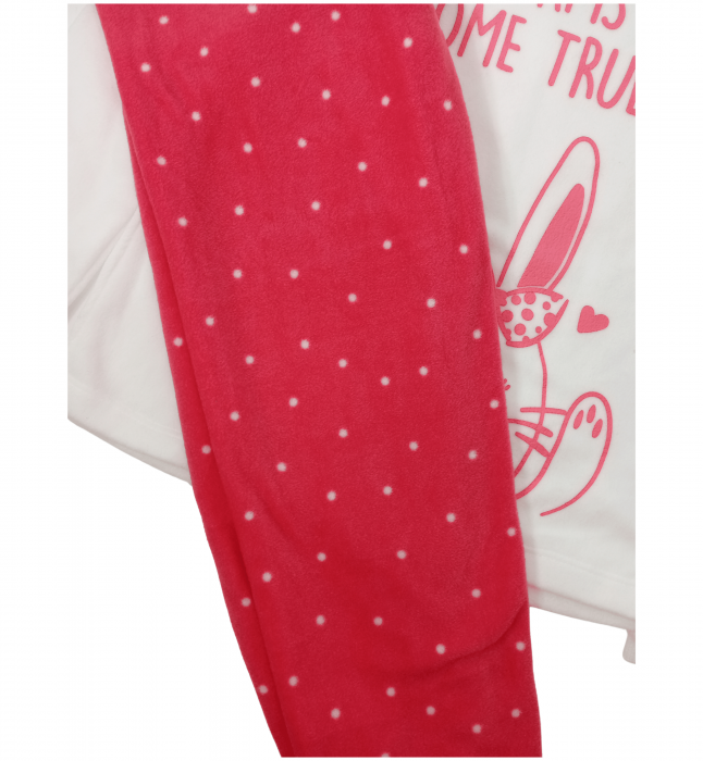 Pijama flausata fete, OVS, Bunny - Dreams come true, poliester, 7-8 ani, [3]