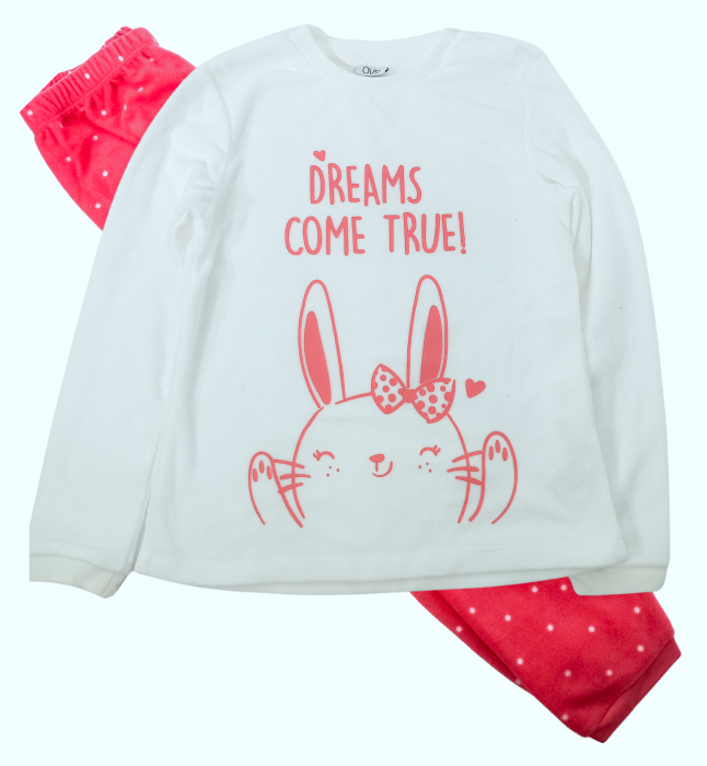 Pijama flausata fete, OVS, Bunny - Dreams come true, poliester, 7-8 ani, [2]