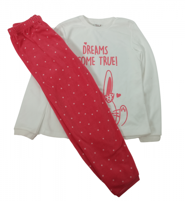 Pijama flausata fete, OVS, Bunny - Dreams come true, poliester, 7-8 ani, [4]