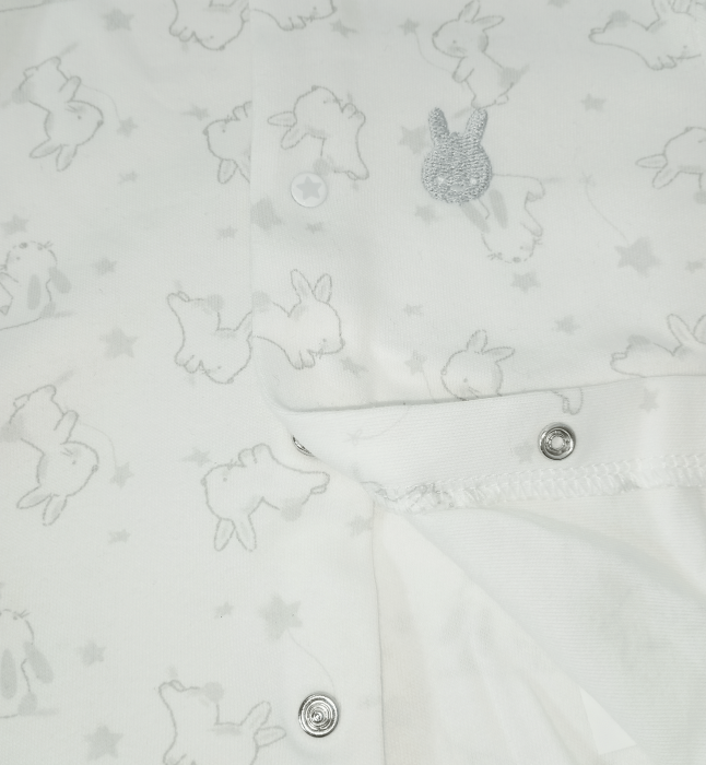 Pijama lunga bebe, OVS, iepurasi, pantaloni lungi cu picior si bluza cu capse, Bumbac, [6]
