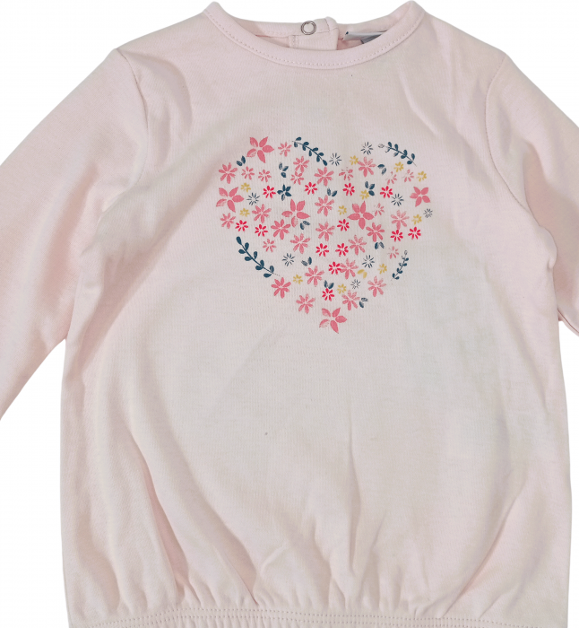 Pijama lunga fete, OVS, Floricele, Bumbac organic, Roz, 6-9 luni [3]