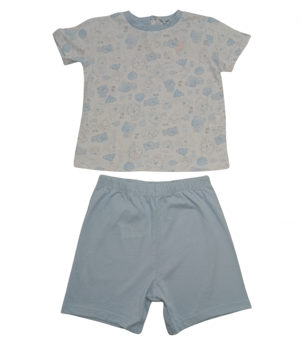 Pijama scurta baieti, OVS, imprimeu animale, Bumbac organic, Albastru, 80 CM, 12-18 luni [1]