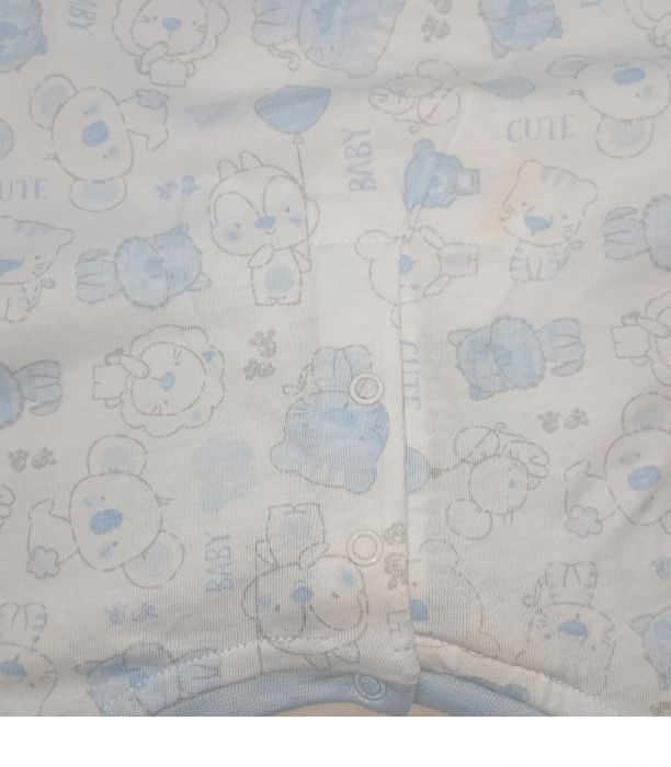 Pijama scurta baieti, OVS, imprimeu animale, Bumbac organic, Albastru, 80 CM, 12-18 luni [3]