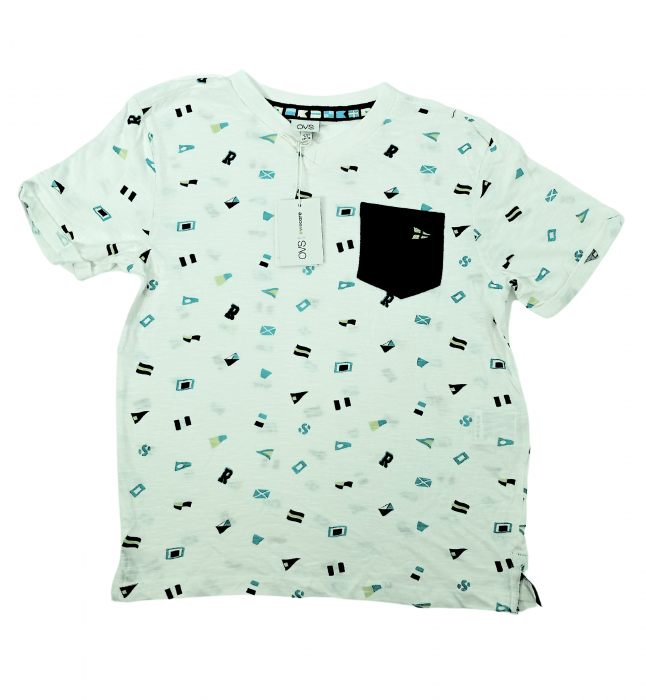 Pijama scurta baieti, OVS, imprimeu grafic , Bumbac organic, [2]