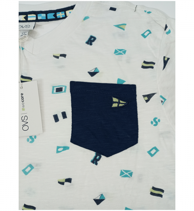 Pijama scurta baieti, OVS, imprimeu grafic , Bumbac organic, [3]