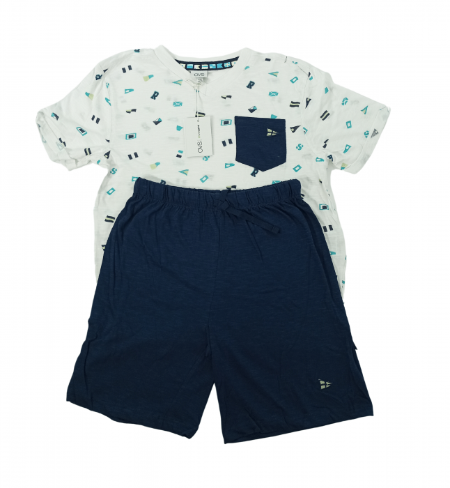 Pijama scurta baieti, OVS, imprimeu grafic , Bumbac organic, [4]