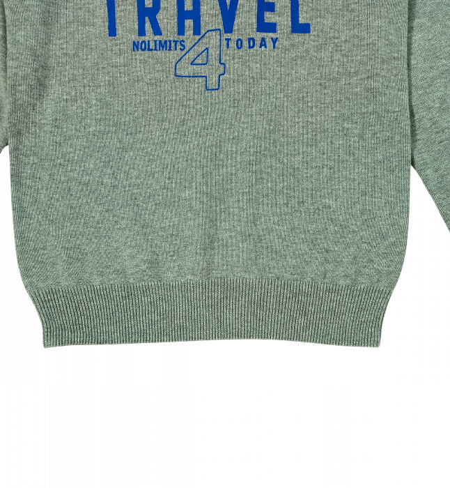 Pulover baieti tricotat, OVS, imprimeu text Scout Trails, Bumbac pur, 6-7 ani [5]
