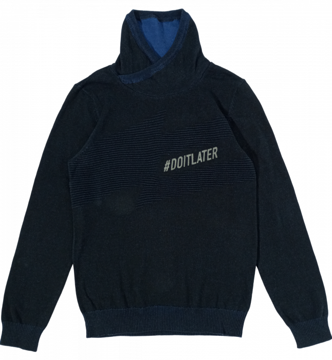 Pulover pe gat baieti, OVS, model tricotat cu imprimeu text, Bumbac pur, 10-11 ani [6]