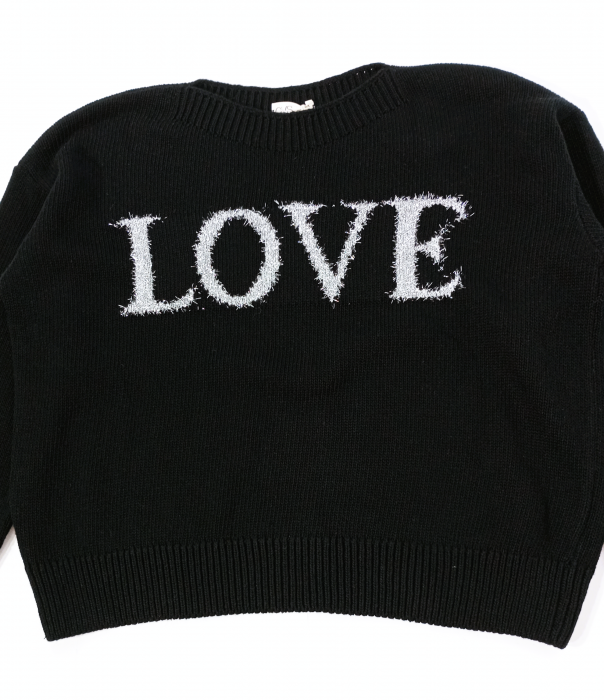 Pulover tricotat fete, OVS, LOVE - fir argintiu, bumbac gros, 10-11 ani [2]