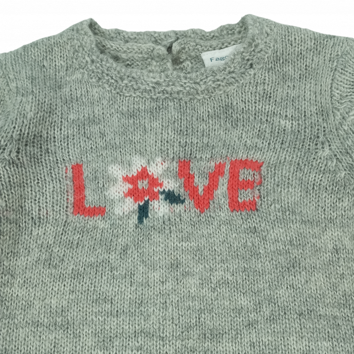 Pulover tricotat fete, OVS, Love , inchidere posterioara pe nasturi, Acril si lana, 12-18 luni [2]