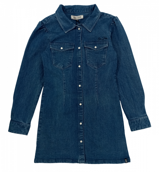 Rochie blugi pentru fete, Cars Jeans, maneca lunga, bumbac si elastan, 10 ani [2]