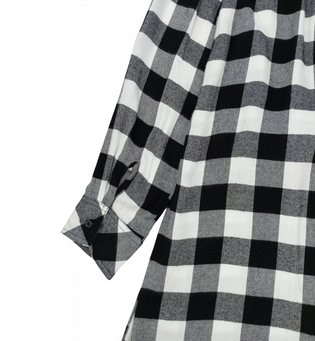 Rochie lunga stil camasa, Justice, carouri, viscoza, Alb si negru, 16 ani [6]