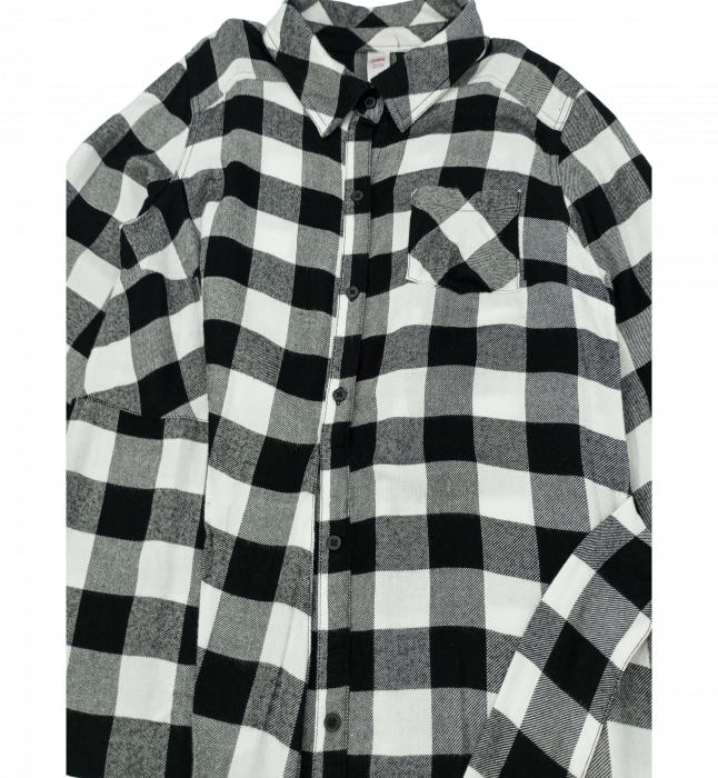 Rochie lunga stil camasa, Justice, carouri, viscoza, Alb si negru, 16 ani [2]