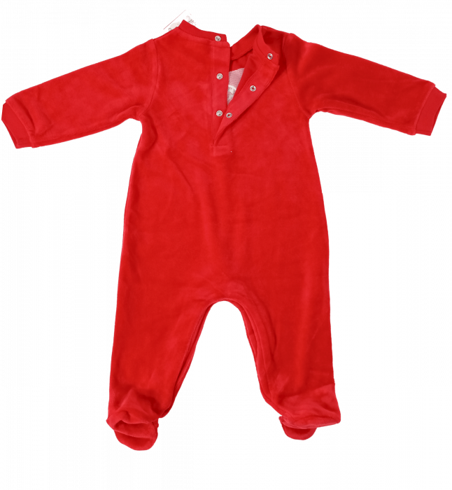 Salopeta flausata cu maneca lunga, OVS, tema Craciun - broderie om de zapada, Bumbac si poliester, 6-9 luni [4]