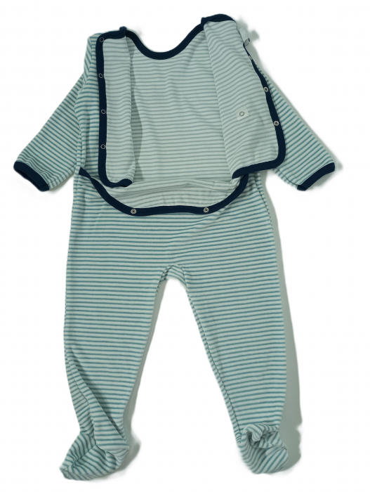 Salopeta flausata cu maneca lunga, Petit Bateau, dungi, bumbac si poliester, [5]