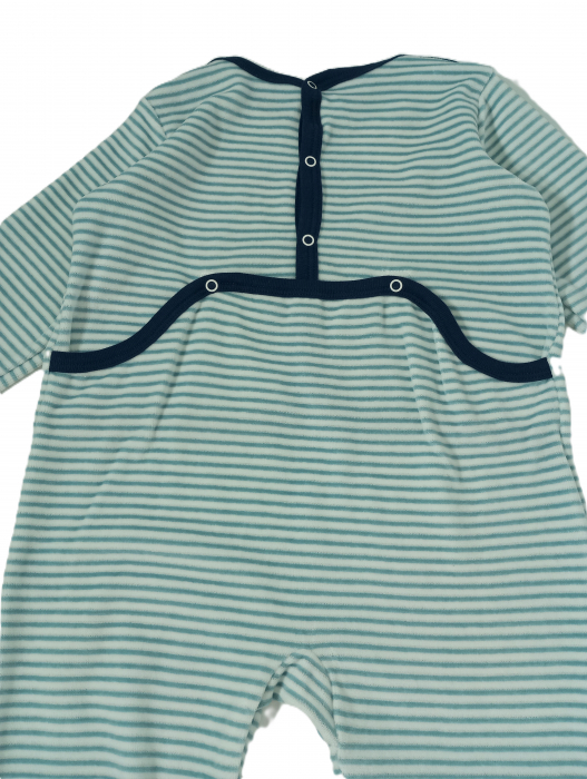 Salopeta flausata cu maneca lunga, Petit Bateau, dungi, bumbac si poliester, [4]
