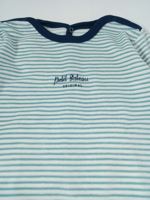 Salopeta flausata cu maneca lunga, Petit Bateau, dungi, bumbac si poliester, [2]
