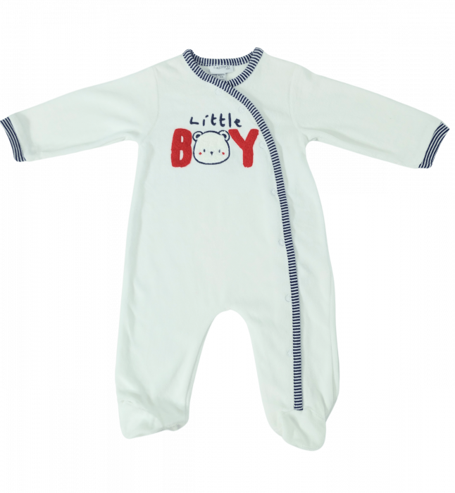Salopeta intreaga flausata baieti, OVS, broderie Little Boy, Bumbac si poliester, 3-6 luni [1]