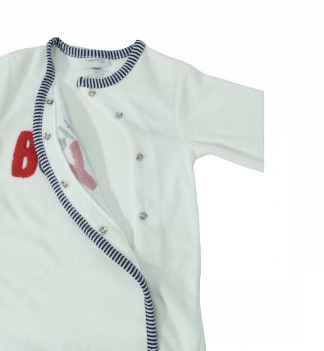 Salopeta intreaga flausata baieti, OVS, broderie Little Boy, Bumbac si poliester, 3-6 luni [6]