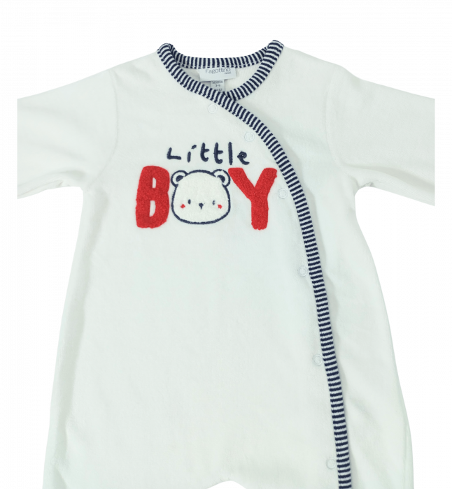 Salopeta intreaga flausata baieti, OVS, broderie Little Boy, Bumbac si poliester, 3-6 luni [2]