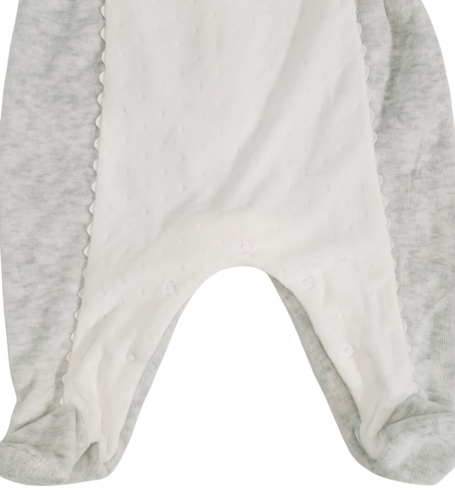 Salopeta intreaga flausata nou-nascut, THUN, broderie cu raton, elastic in talie, Bumbac organic, [2]