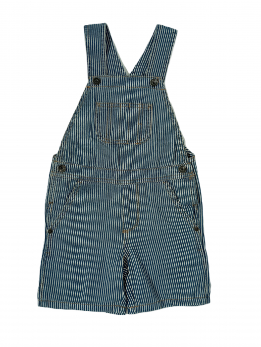 Salopeta scurta copii, The Children's PLACE, Denim stripes, Bumbac pur, [2]