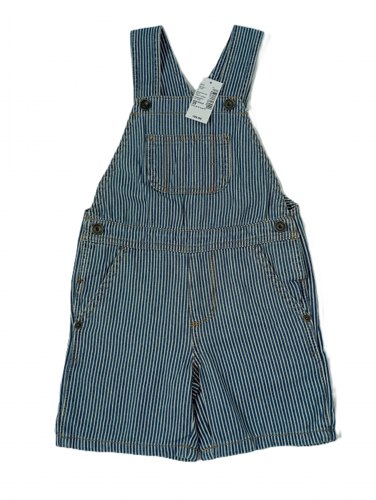 Salopeta scurta copii, The Children's PLACE, Denim stripes, Bumbac pur, [7]