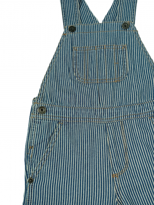 Salopeta scurta copii, The Children's PLACE, Denim stripes, Bumbac pur, [6]