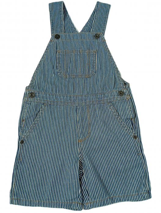 Salopeta scurta copii, The Children's PLACE, Denim stripes, Bumbac pur, [1]