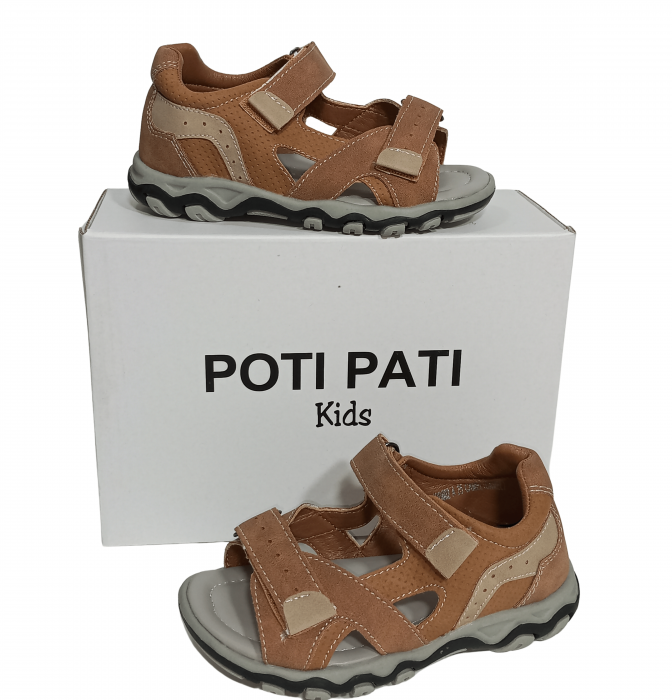Sandale copii, Poti Pati, Brown sandal, piele ecologica, [3]