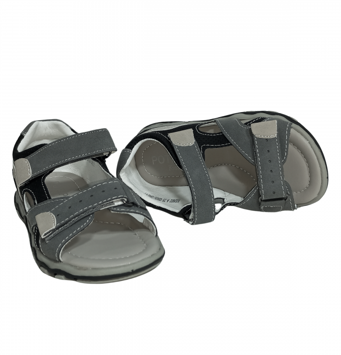 Sandale copii, Poti Pati, Grey sandal boys, piele ecologica, [10]