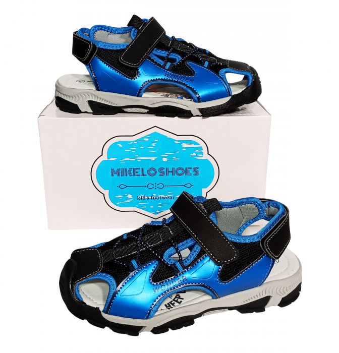 Sandale inchise baieti, Mikelo Shoes, Black scratch sandal, piele ecologica, [11]