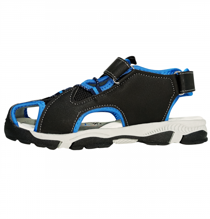Sandale inchise baieti, Mikelo Shoes, Black scratch sandal, piele ecologica, [4]