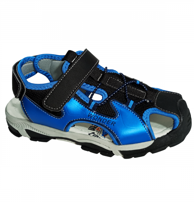 Sandale inchise baieti, Mikelo Shoes, Black scratch sandal, piele ecologica, [9]