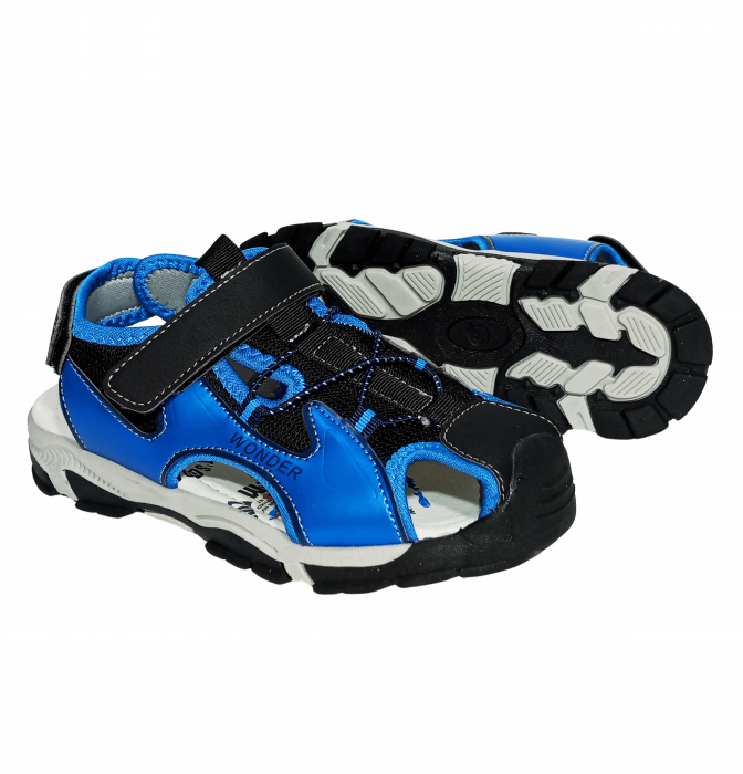 Sandale inchise baieti, Mikelo Shoes, Black scratch sandal, piele ecologica, [7]
