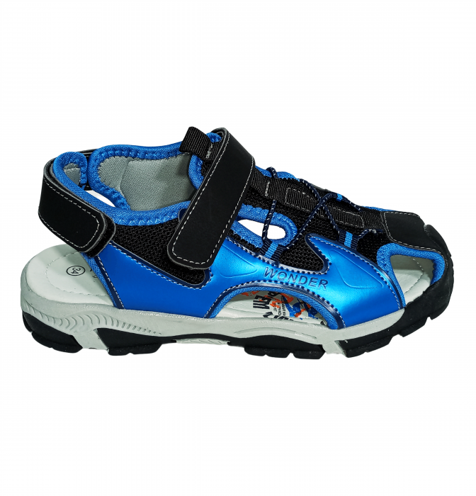 Sandale inchise baieti, Mikelo Shoes, Black scratch sandal, piele ecologica, [2]