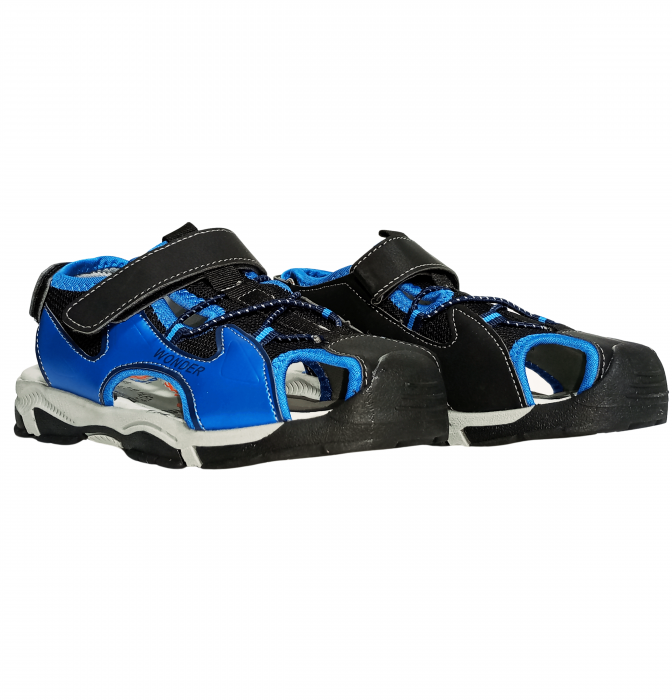 Sandale inchise baieti, Mikelo Shoes, Black scratch sandal, piele ecologica, [5]