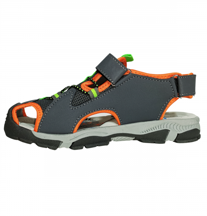 Sandale inchise baieti, Mikelo Shoes, Grey scratch sandal, piele ecologica, [4]