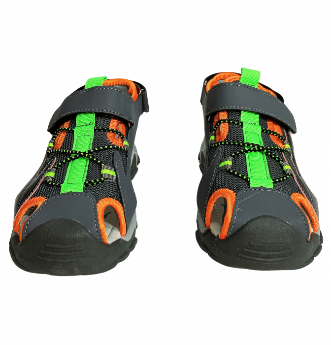 Sandale inchise baieti, Mikelo Shoes, Grey scratch sandal, piele ecologica, [8]