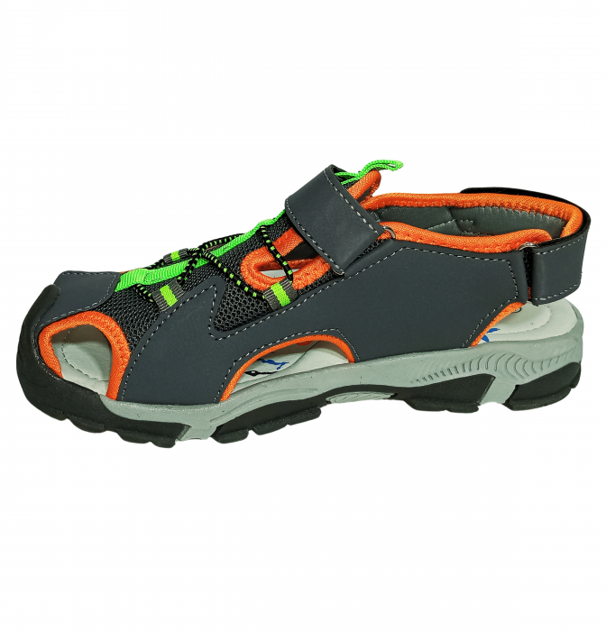Sandale inchise baieti, Mikelo Shoes, Grey scratch sandal, piele ecologica, [6]